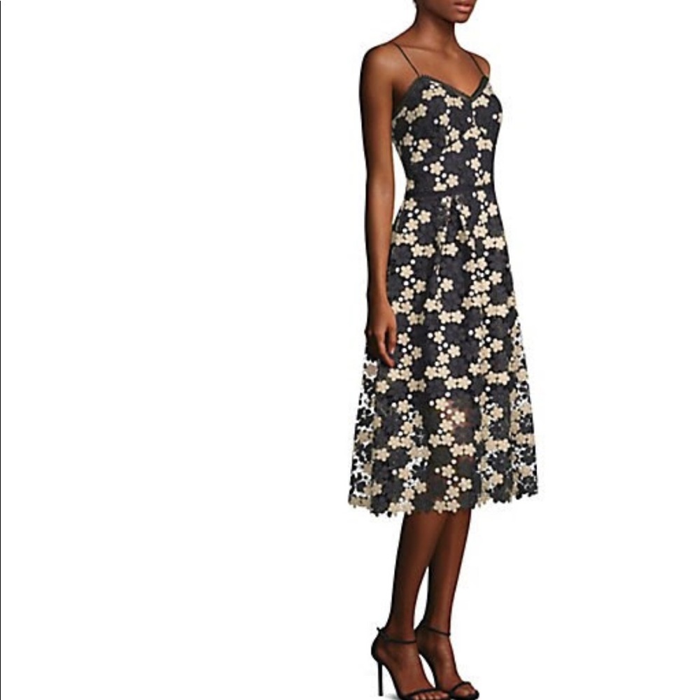 Shoshanna floral lace midi dress spaghetti strap